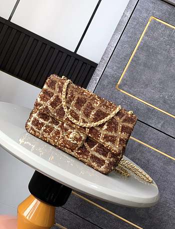 Colestore Chanel 25P White Dense Sequin Classic Flap Bag size 20cm