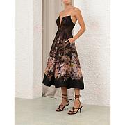 Colestore Zimmermann Illuminate Draped Midi Dress Black Tropical  - 2