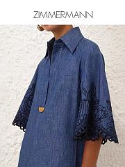 Colestore Zimmermann Coco Embroidered Denim Dress Railway Blue  - 4