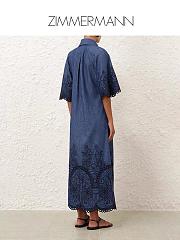 Colestore Zimmermann Coco Embroidered Denim Dress Railway Blue  - 3