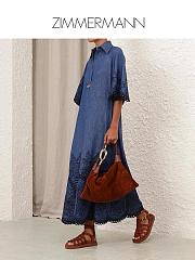 Colestore Zimmermann Coco Embroidered Denim Dress Railway Blue  - 2