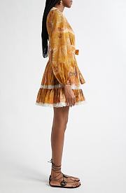 Colestore Zimmermann Ascension Frill Mini Dress Mustard Palm Floral  - 6