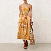 Colestore Zimmermann Lucky Corset Midi Dress Mustard Bandana - 3