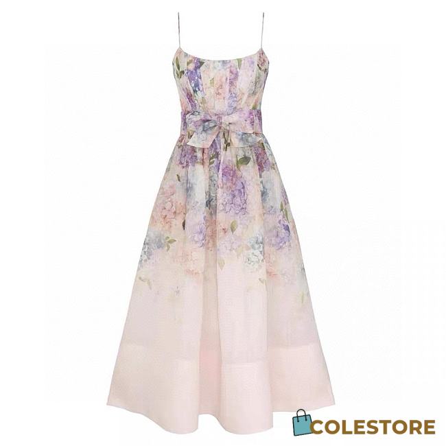 Colestore Zımmermann Lilac Floral Pattern Midi Dress - 1