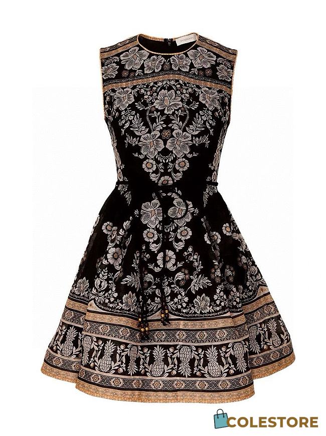 Colestore Zimmermann Balance Peplum Mini Dress Black Stamp - 1