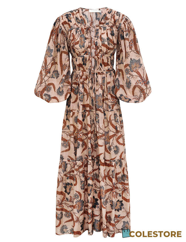 Colestore Zimmermann Ascension Tie Billow Maxi Blue Indienne Floral  - 1