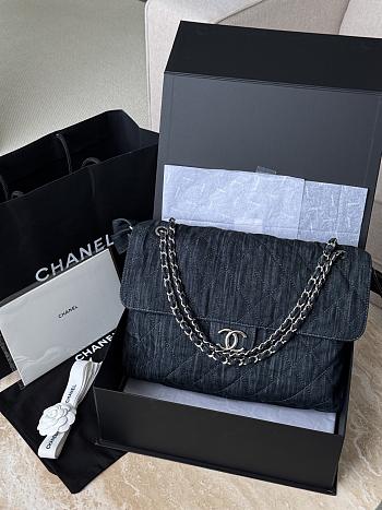 Colestore Chanel Vintage Denim Black Flap Bag 38x27x11.5cm