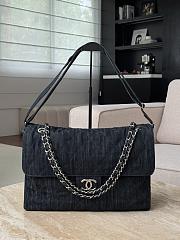 Colestore Chanel Vintage Denim Black Flap Bag 38x27x11.5cm - 4