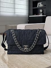 Colestore Chanel Vintage Denim Black Flap Bag 38x27x11.5cm - 3