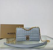 Burberry Small Quilted Lambskin Lola Bag with Chain Strap Dusty Blue 23x6x13cm - 1
