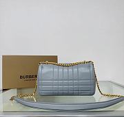 Burberry Small Quilted Lambskin Lola Bag with Chain Strap Dusty Blue 23x6x13cm - 6