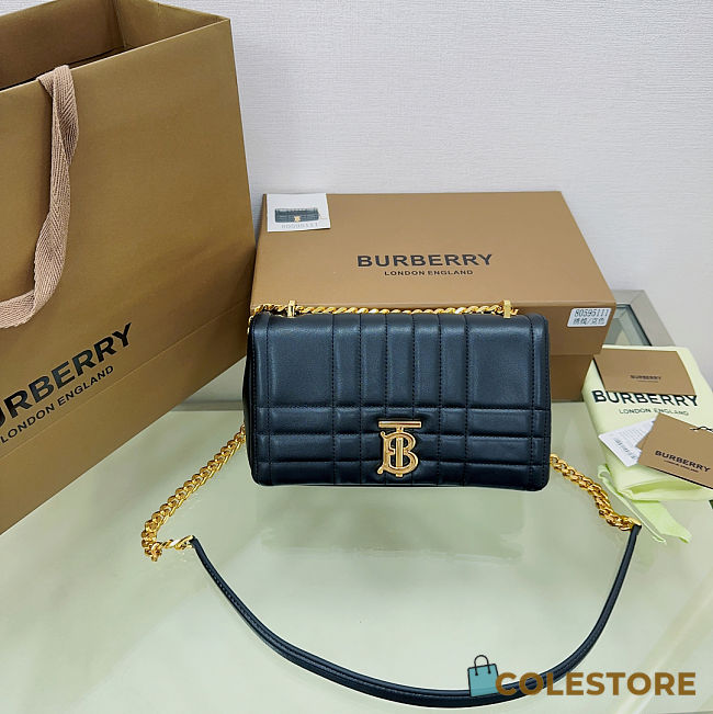 Burberry Small Quilted Lambskin Lola Bag with Chain Strap Black  23x6x13cm - 1