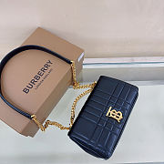 Burberry Small Quilted Lambskin Lola Bag with Chain Strap Black  23x6x13cm - 5