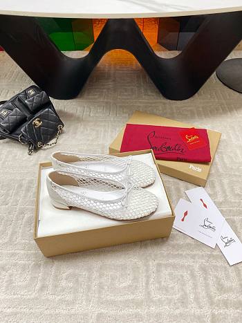 Colestore Christian Louboutin Cava Flat Mesh Ballet Flats White