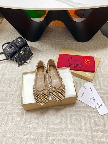 Colestore Christian Louboutin Cava Flat Mesh Ballet Flats Beige