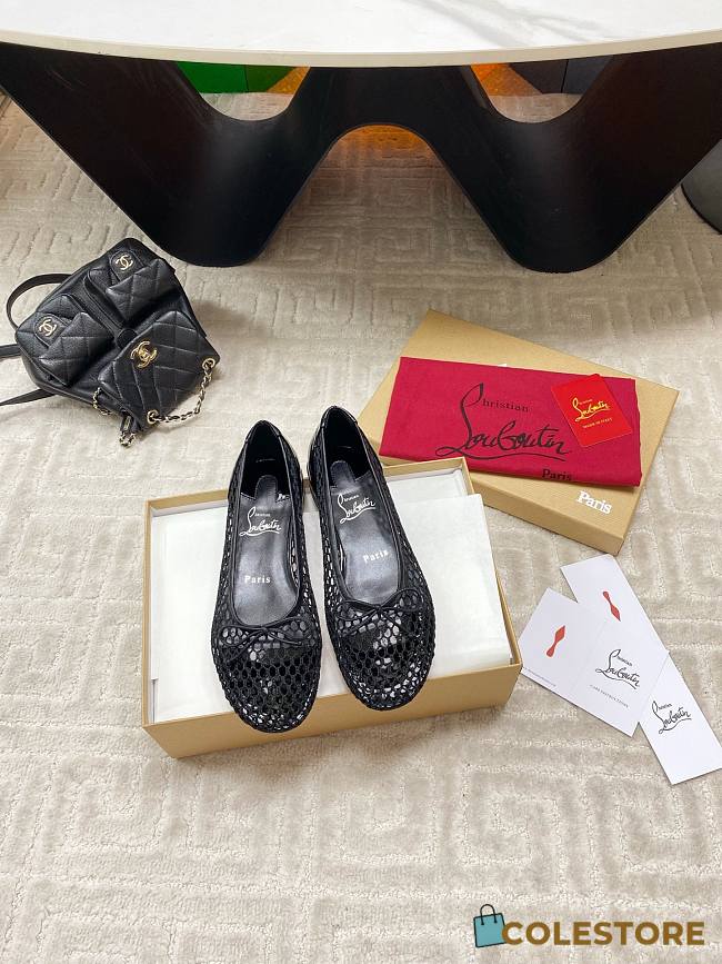 Colestore Christian Louboutin Cava Flat Mesh Ballet Flats Black - 1