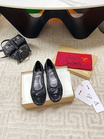 Colestore Christian Louboutin Cava Flat Mesh Ballet Flats Black