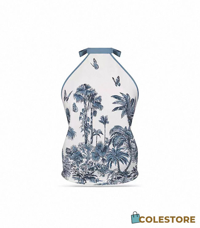 Colestore Dior Dioriviera Toile de Jouy Palms Dior Silk Top White and Navy - 1