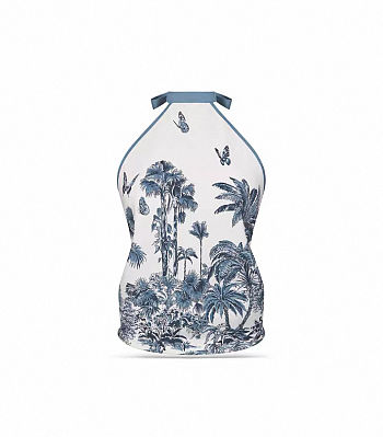 Colestore Dior Dioriviera Toile de Jouy Palms Dior Silk Top White and Navy