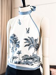 Colestore Dior Dioriviera Toile de Jouy Palms Dior Silk Top White and Navy - 6