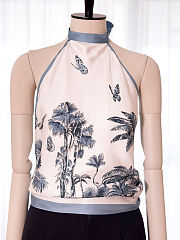 Colestore Dior Dioriviera Toile de Jouy Palms Dior Silk Top White and Navy - 3