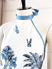 Colestore Dior Dioriviera Toile de Jouy Palms Dior Silk Top White and Navy - 2