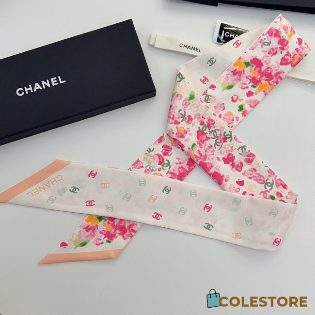 Colestore Chanel Slim Bandeau Silk Twill Fuchsia, Orange & White - 1