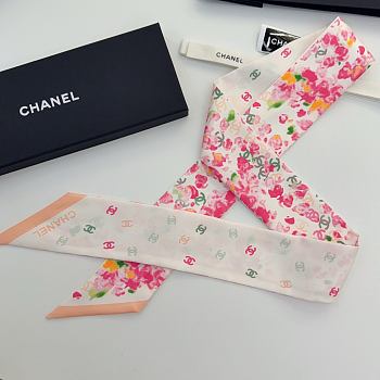 Colestore Chanel Slim Bandeau Silk Twill Fuchsia, Orange & White