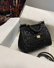 Colestore Dolce & Gabbana Black Sequin Mini Sicily Top Handle Bag 20x16x8cm - 6
