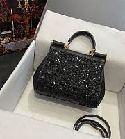 Colestore Dolce & Gabbana Black Sequin Mini Sicily Top Handle Bag 20x16x8cm - 4