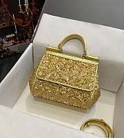 Colestore Dolce & Gabbana Gold Sequin Mini Sicily Top Handle Bag 20x16x8cm - 6