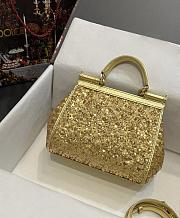 Colestore Dolce & Gabbana Gold Sequin Mini Sicily Top Handle Bag 20x16x8cm - 3