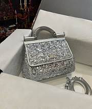 Colestore Dolce & Gabbana Silver Sequin Mini Sicily Top Handle Bag 20x16x8cm - 1