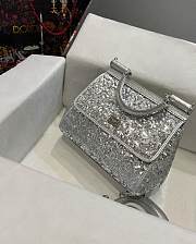 Colestore Dolce & Gabbana Silver Sequin Mini Sicily Top Handle Bag 20x16x8cm - 3