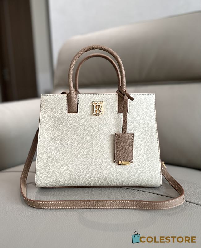 Colestore Burberry Mini Frances Leather Top Handle Bag Bicolor Natural 27 x 11 x 20 cm - 1