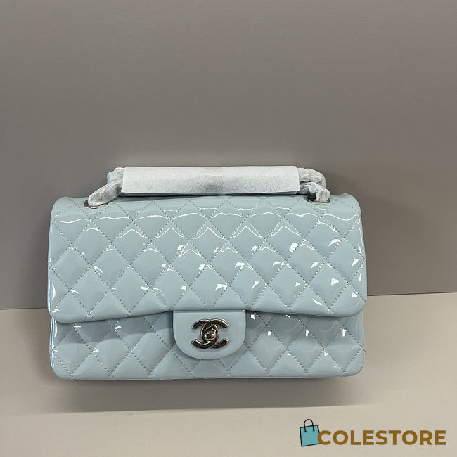 Colestore Chanel Medium Double Flap Bag in Blue Patent 25cm - 1