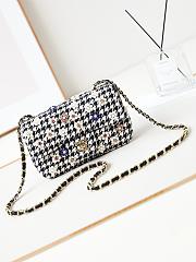 Colestore Chanel Mini Flap Bag Houndstooth Tweed with Floral Embellishments and Gold-Tone Hardware 21cm - 1