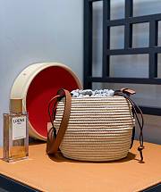 Colestore Loewe Beehive Basket Tote Bag In Raffia And Leather Skin 18x16x12cm - 2
