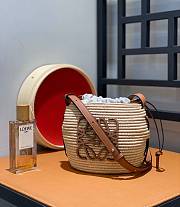 Colestore Loewe Beehive Basket Tote Bag In Raffia And Leather Skin 18x16x12cm - 5