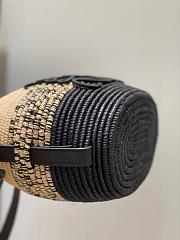 Colestore Loewe Beehive Basket Tote Bag In Raffia And Leather Skin Black 18x16x12cm - 6