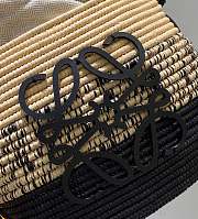 Colestore Loewe Beehive Basket Tote Bag In Raffia And Leather Skin Black 18x16x12cm - 5
