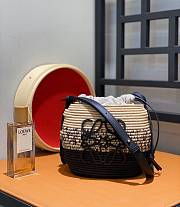 Colestore Loewe Beehive Basket Tote Bag In Raffia And Leather Skin Black 18x16x12cm - 2