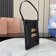 Colestore Miu Miu Woven Logo Drawstring Tote Bag Black 20x23cm - 5