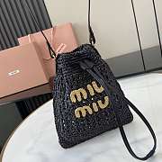 Colestore Miu Miu Woven Logo Drawstring Tote Bag Black 20x23cm - 4