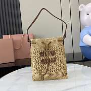 Colestore Miu Miu Woven Logo Drawstring Tote Bag Natural 20x23cm - 1