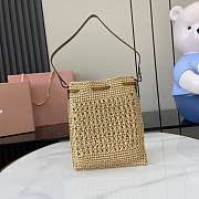Colestore Miu Miu Woven Logo Drawstring Tote Bag Natural 20x23cm - 5
