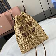 Colestore Miu Miu Woven Logo Drawstring Tote Bag Natural 20x23cm - 3