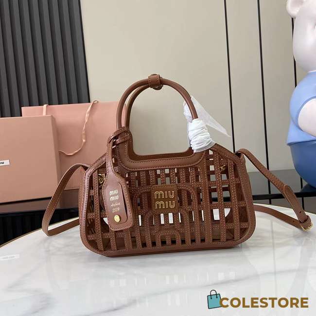 Colestore Miu Miu Cognac Leather Basket 24x12.5x9cm - 1