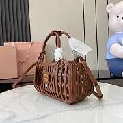 Colestore Miu Miu Cognac Leather Basket 24x12.5x9cm - 5