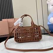 Colestore Miu Miu Cognac Leather Basket 24x12.5x9cm - 4